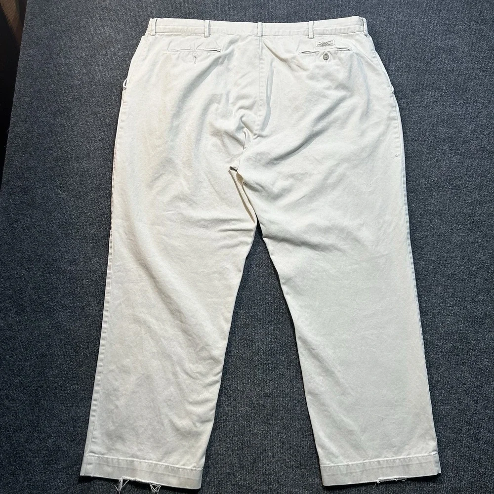 Vtg Polo Ralph Lauren Preston Chino Pants 42x30 Khaki Flat Front Cotton Twill